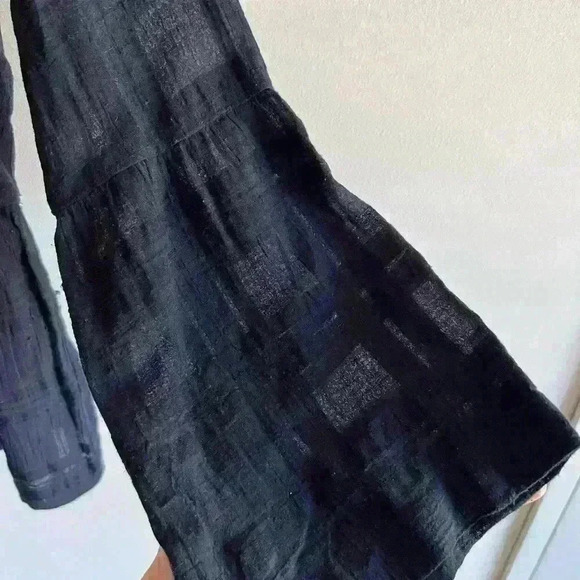 LOFT Baby Doll Navy Blue Boho Bohemian Sheer Bell Sleeves Blouse XXS Petite - Picture 5 of 11